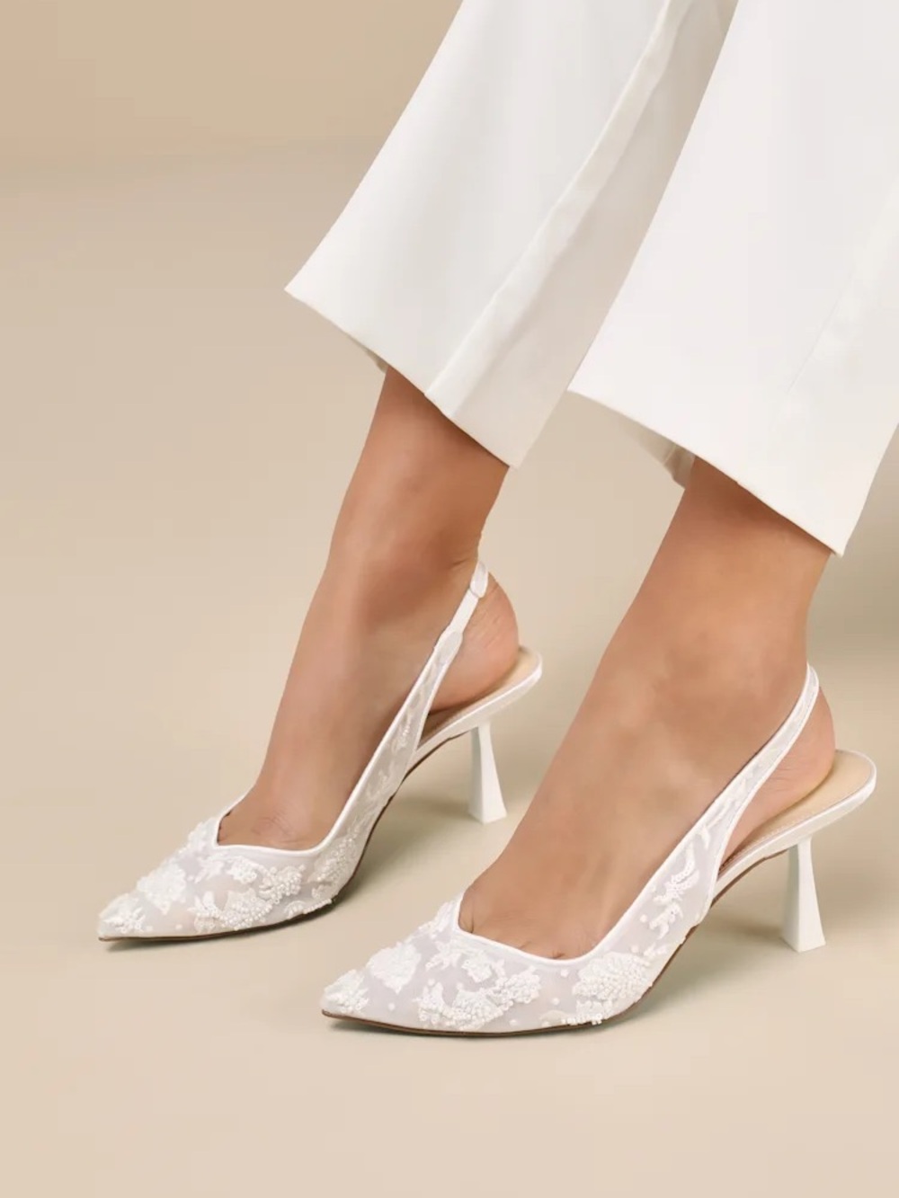 BETSEY JOHNSON SLINGBACK COSMO IVORY BEADED EMBROIDERED PUMPS 8 - Picture 2 of 9